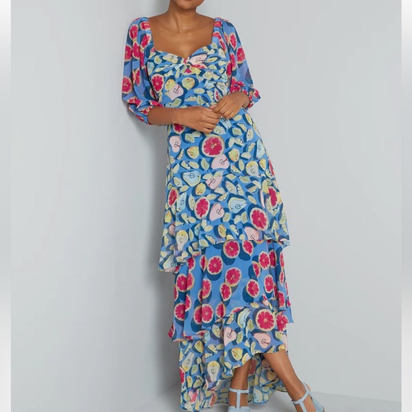 Hutch Dresses Plus Hutch X Modcloth Nwt Amorous Ambrosia Tiered Fruit Colorful Maxi Dress 2